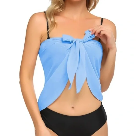 Women’s Blue Beach Wrap Swimsuit Coverup Sheer Chiffon Sarrong - Picture 5 of 6